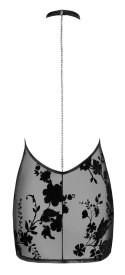 Noir Libido L czarna transparentna mini sukienka tiulowa z motywem kwiatowym