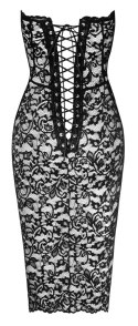 Noir Libido sukienka tubowa bez ramion czarna koronka M