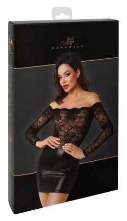 Noir Orgia Exclusive mini sukienka czarna koronka długi rękaw M