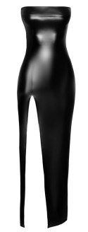 Noir Orgia L - Czarna długa sukienka z wysokim rozcięciem, bez ramiączek