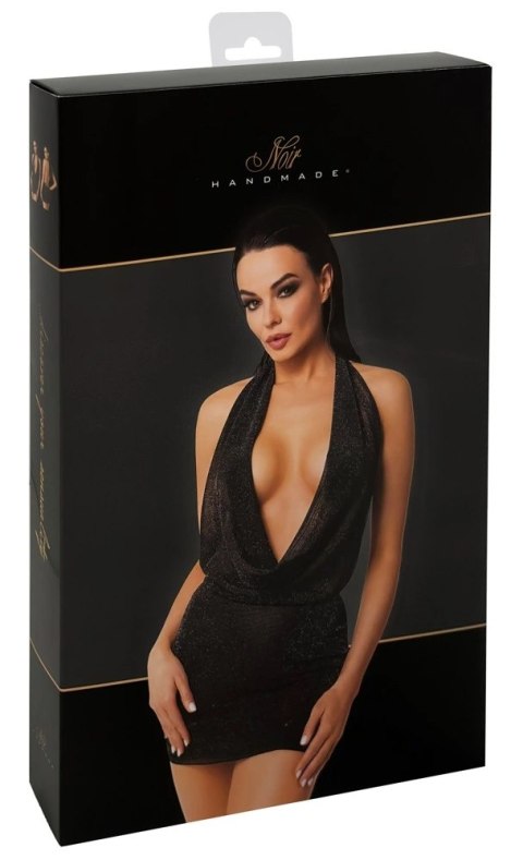 Noir Orgia Luminara Czarna Mini Sukienka M z Dekoltem Waterfall