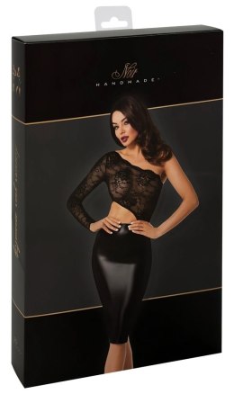 Noir sukienka Orgia M czarna, połysk, koronka, asymetryczna gora