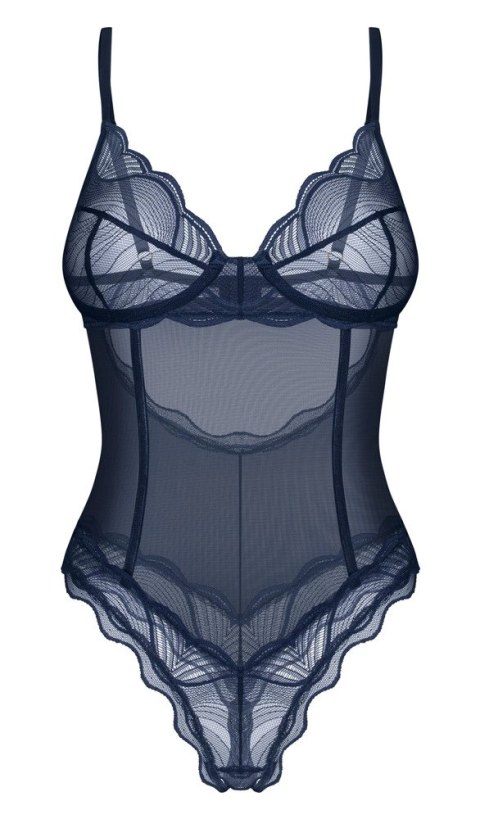 Obsessive Nightly Blue Body XL/2XL z koronką połprzezroczyste niebieskie