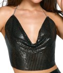 Cottelli ACCESSOIRES Top Czarny z Cekinow na Regulowanym Łańcuszku