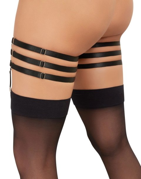 Cottelli Accessoires Pas do Pończoch 3 Paseczki Czarny S/M Regulowany