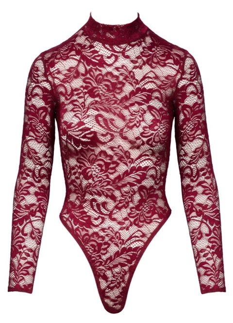 Cottelli Collection Body koronkowe czerwone XL z długim rękawem