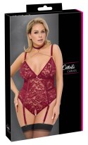 Cottelli Curves Body Koronkowe Czerwone 3XL z Odpinanymi Łańcuszkami