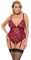 Cottelli Curves Body Koronkowe Czerwone 3XL z Odpinanymi Łańcuszkami