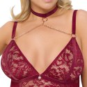 Cottelli Curves Body Koronkowe Czerwone 3XL z Odpinanymi Łańcuszkami