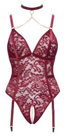 Cottelli Curves Body Koronkowe Czerwone 3XL z Odpinanymi Łańcuszkami