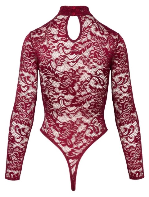 Cottelli LINGERIE Body koronkowe długi rękaw czerwone 2XL