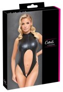 Cottelli LINGERIE Body matowe czarne XL z zamkiem i otwartą konstrukcją