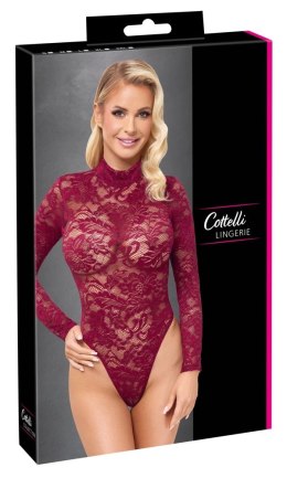 Cottelli Lingerie Body Koronkowe Długi Rękaw Bordowa Czerwień S