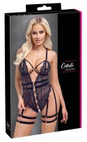 Cottelli Lingerie Body Koronkowe XL z Paskami do Pończoch, Czarne
