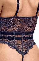 Cottelli Lingerie Body Koronkowe z Paskami do Pończoch Czarny S