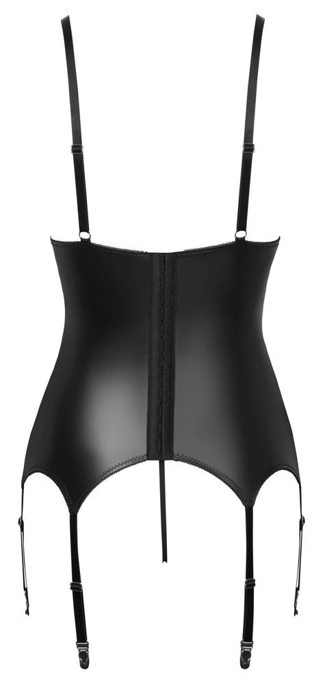 Cottelli Lingerie Top matowy z koronką i stringi bez zapięcia, czarny S