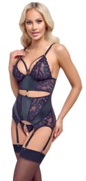Cottelli Lingerie Top matowy z koronką + stringi bez szwu XL czarny