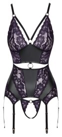Cottelli Lingerie Top matowy z koronką + stringi bez szwu XL czarny