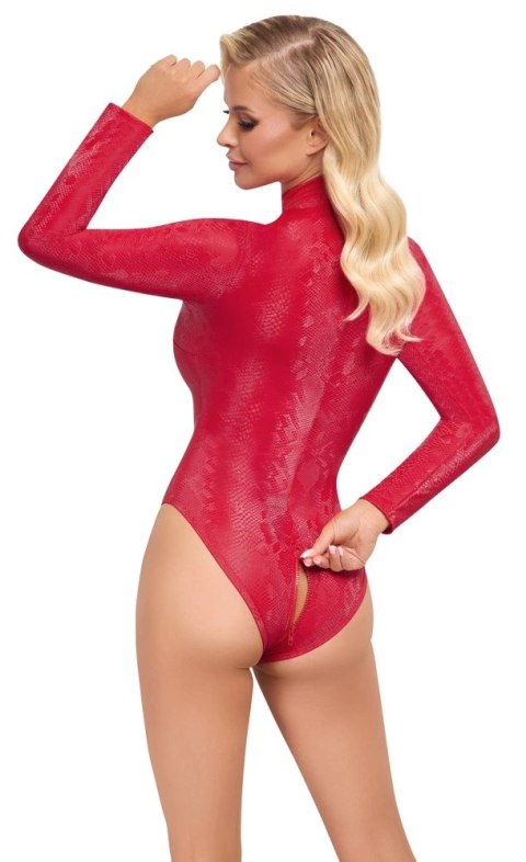 Cottelli PARTY Body Czerwona Wężowa Skora S, długi rękaw, stojka