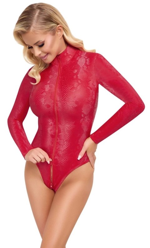 Cottelli PARTY Body Czerwone Skora Węża, długi rękaw, rozmiar L
