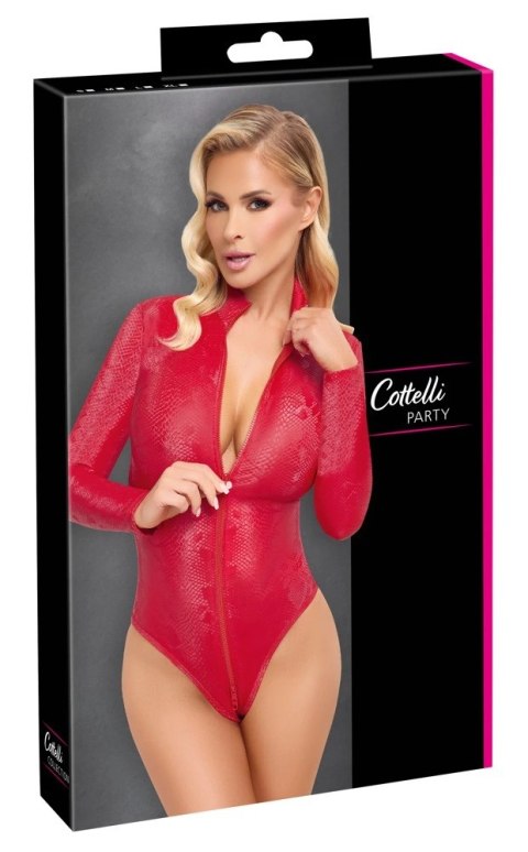 Cottelli PARTY Body XL imitacja skory węża czerwona, długi rękaw