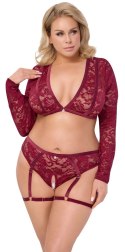 Cottelli Curves Komplet Koronkowy Top i Majtki Czerwony XL