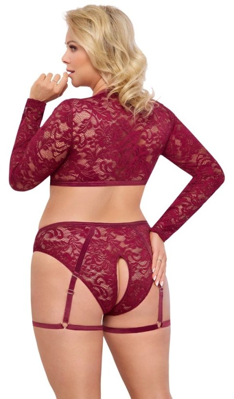 Cottelli Curves Komplet Koronkowy Top i Majtki Czerwony XL