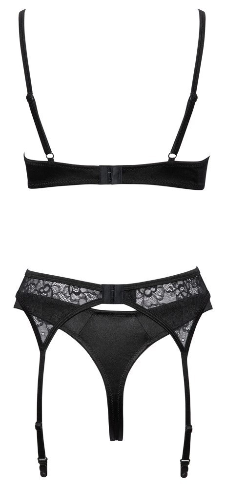 Cottelli Lingerie Komplet 3-częściowy Koronkowy Czarny 80C/M