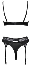 Cottelli Lingerie Komplet 3-częściowy czarny koronka 80B/M