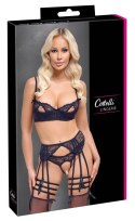 Cottelli Lingerie Komplet Czarny Koronkowy 85C/L z Pasem i Stringami