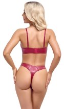 Cottelli Lingerie Komplet Wet Look Biustonosz + Stringi Paseczki Czerwone 75B/S
