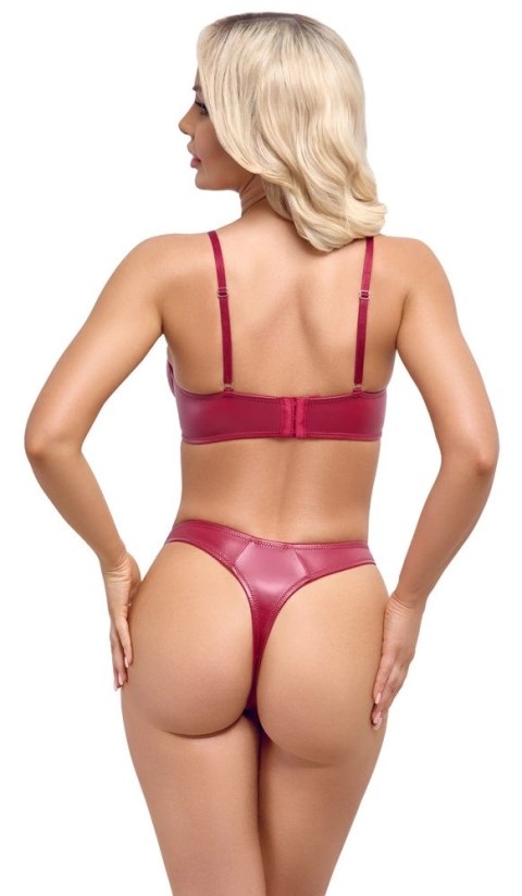 Cottelli Lingerie Komplet Wet Look Biustonosz + Stringi Paseczki Czerwone 75B/S