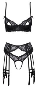 Cottelli Lingerie komplet czarny koronkowy z pasem do pończoch 80B/M