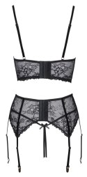 Cottelli Lingerie komplet koronkowy 3-częściowy czarny 90B/XL