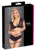 Cottelli Lingerie komplet koronkowy top i majtki otwarte czarne L