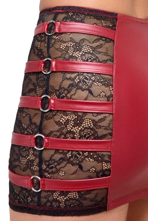 Cottelli PARTY Komplet Wet Look & Koronka Czerwony S