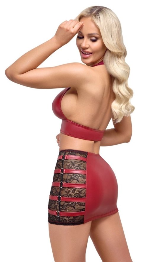 Cottelli PARTY komplet top i mini spodniczka XL czerwony z koronką