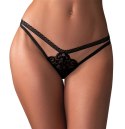 Obsessive Blomentis Stringi damskie czarne XL/2XL koronka