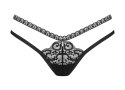 Obsessive Blomentis Stringi damskie czarne XL/2XL koronka