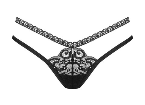 Obsessive Blomentis Stringi damskie czarne XL/2XL koronka