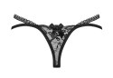 Obsessive Blomentis Stringi damskie czarne koronka M/L komfort