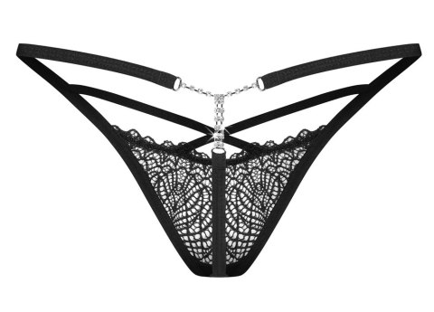 Obsessive Iliosa Stringi Koronkowe Czarne 2XL/3XL Eleganckie