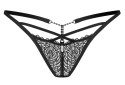 Obsessive Iliosa Stringi Koronkowe Czarne L/XL z Biżuteryjnym Akcentem