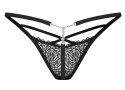 Obsessive Iliosa Stringi Koronkowe Czarne L/XL z Biżuteryjnym Akcentem