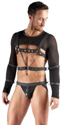 Svenjoyment BONDAGE Top z długim rękawem, uprząż i mankiety M czarny