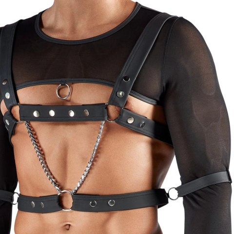 Svenjoyment BONDAGE Top z długim rękawem, uprząż i mankiety M czarny