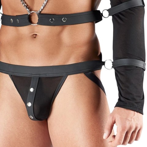 Svenjoyment BONDAGE Top z długim rękawem, uprząż i mankiety M czarny