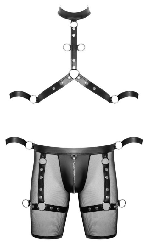 Svenjoyment Bondage zestaw spodenek z uprzężą i szelkami M, czarny