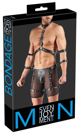 Svenjoyment Bondage zestaw spodenki z uprzężą i szelkami XL czarny