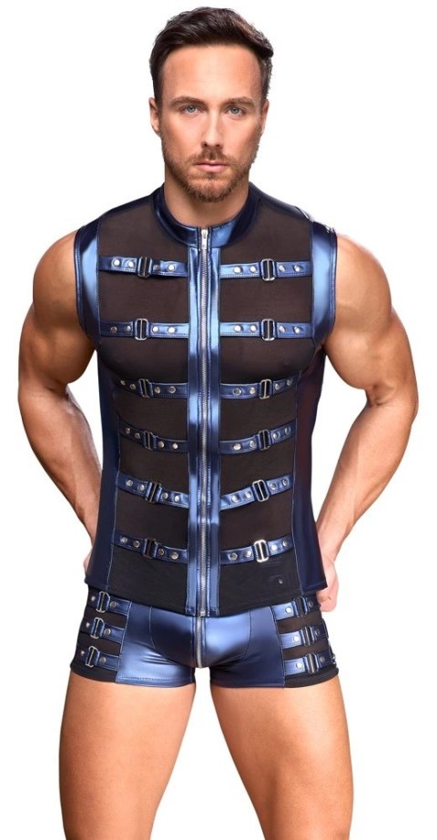 NEK Bokserki Męskie Matowe Niebieskie Ćwieki 2XL Metaliczny Look